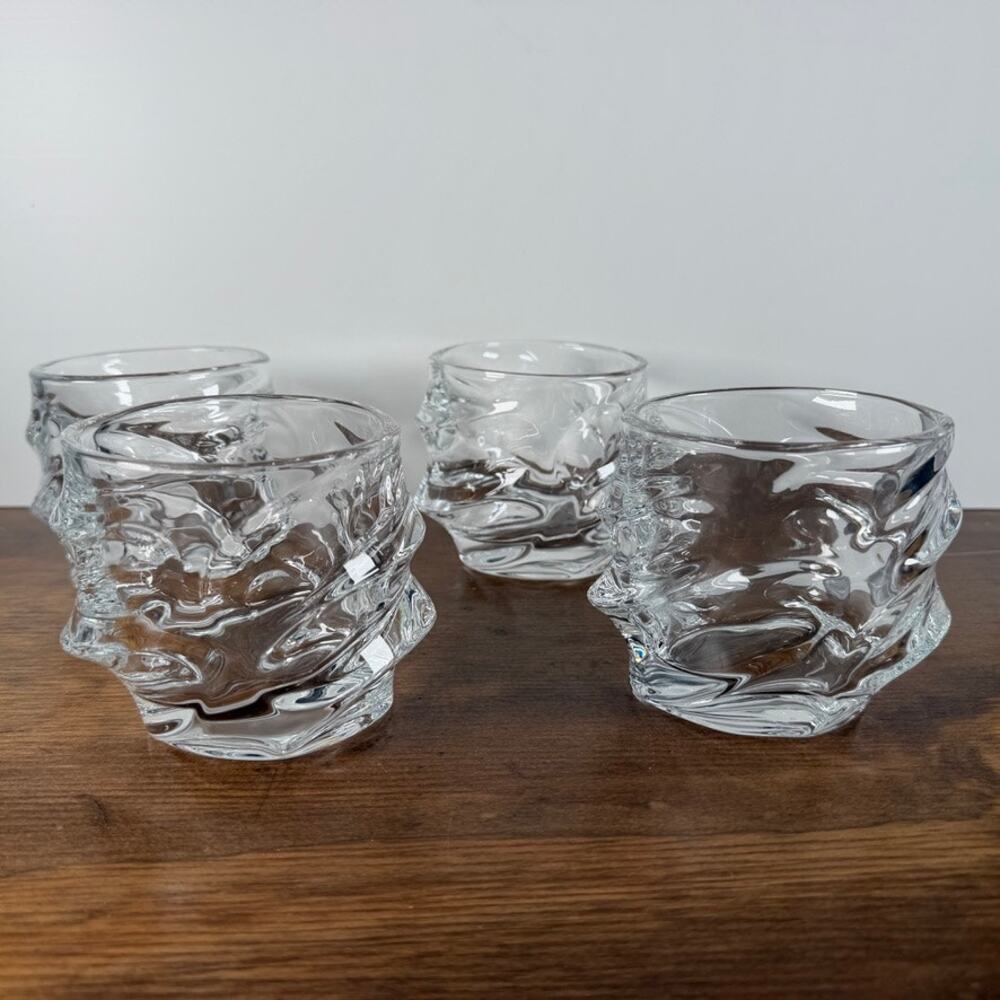 Vintage Eichholtz Gatsby Glacier Crystal Whiskey Glasses Lowball Set of 4